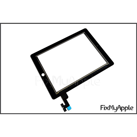Glass Touch Screen Digitizer - Black (With Adhesive) for iPad 2